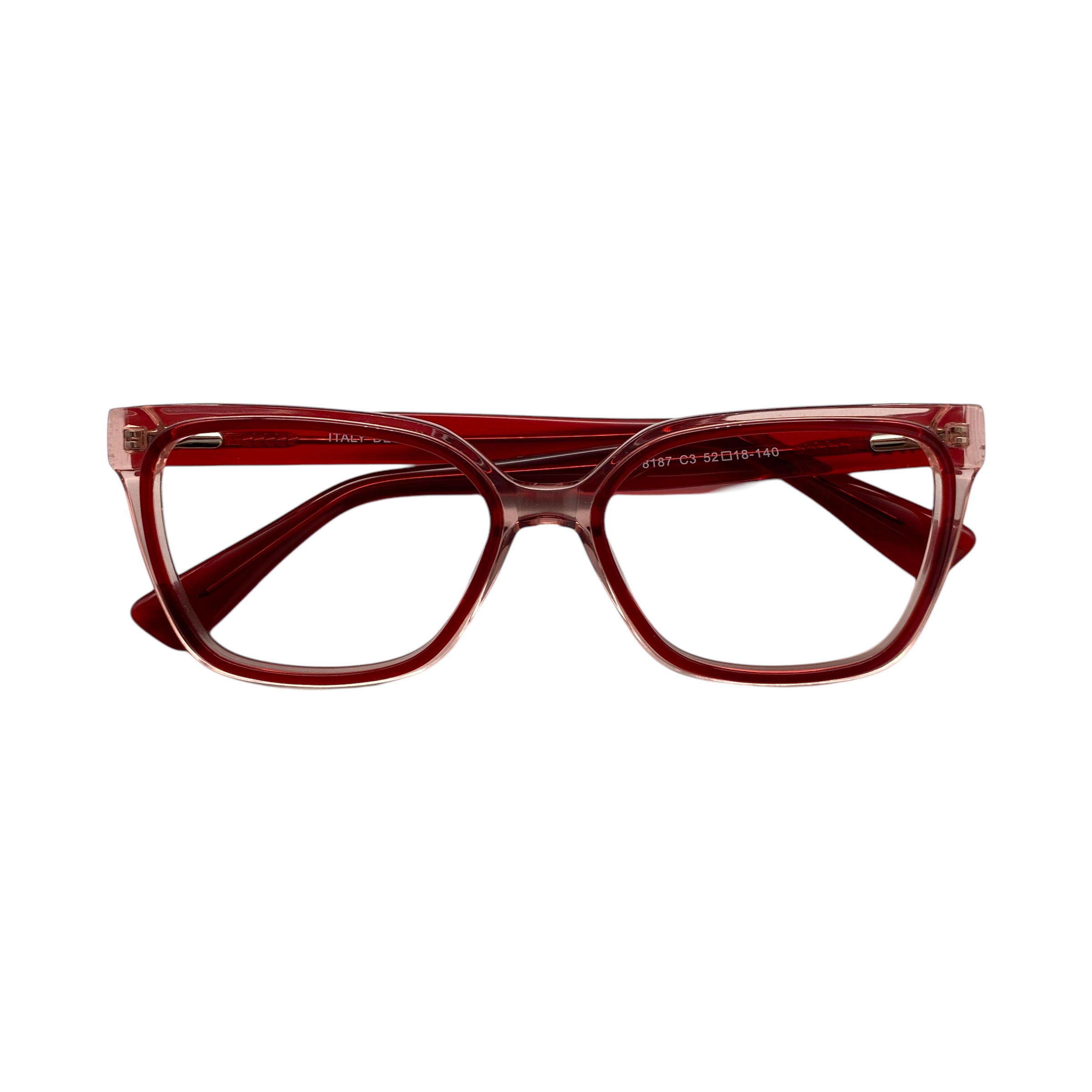 Óculos MYZ QUADRADO VERMELHO TRANSLUCIDO