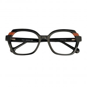 Óculos MYZ REDONDO PRETO COM DETALHE LARANJA