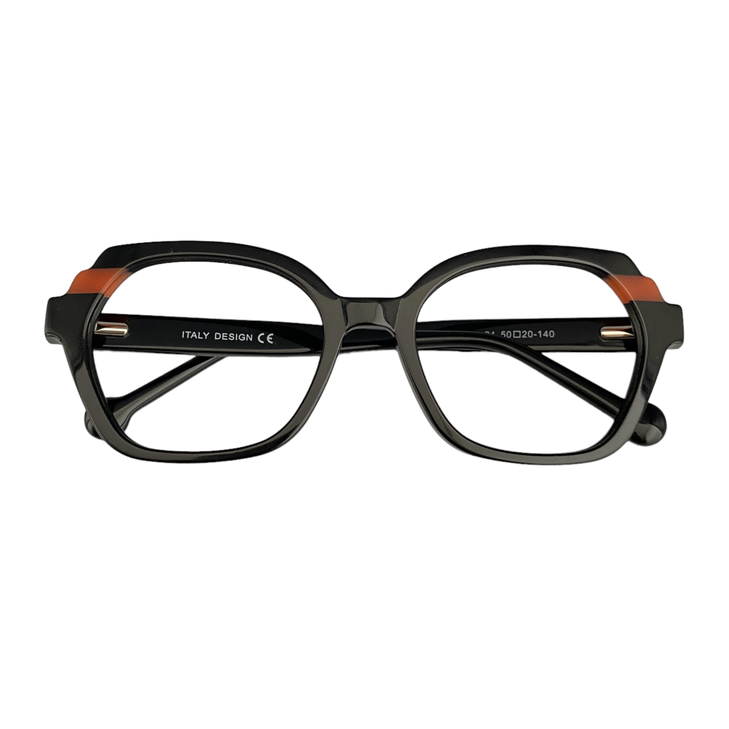 Óculos MYZ REDONDO PRETO COM DETALHE LARANJA