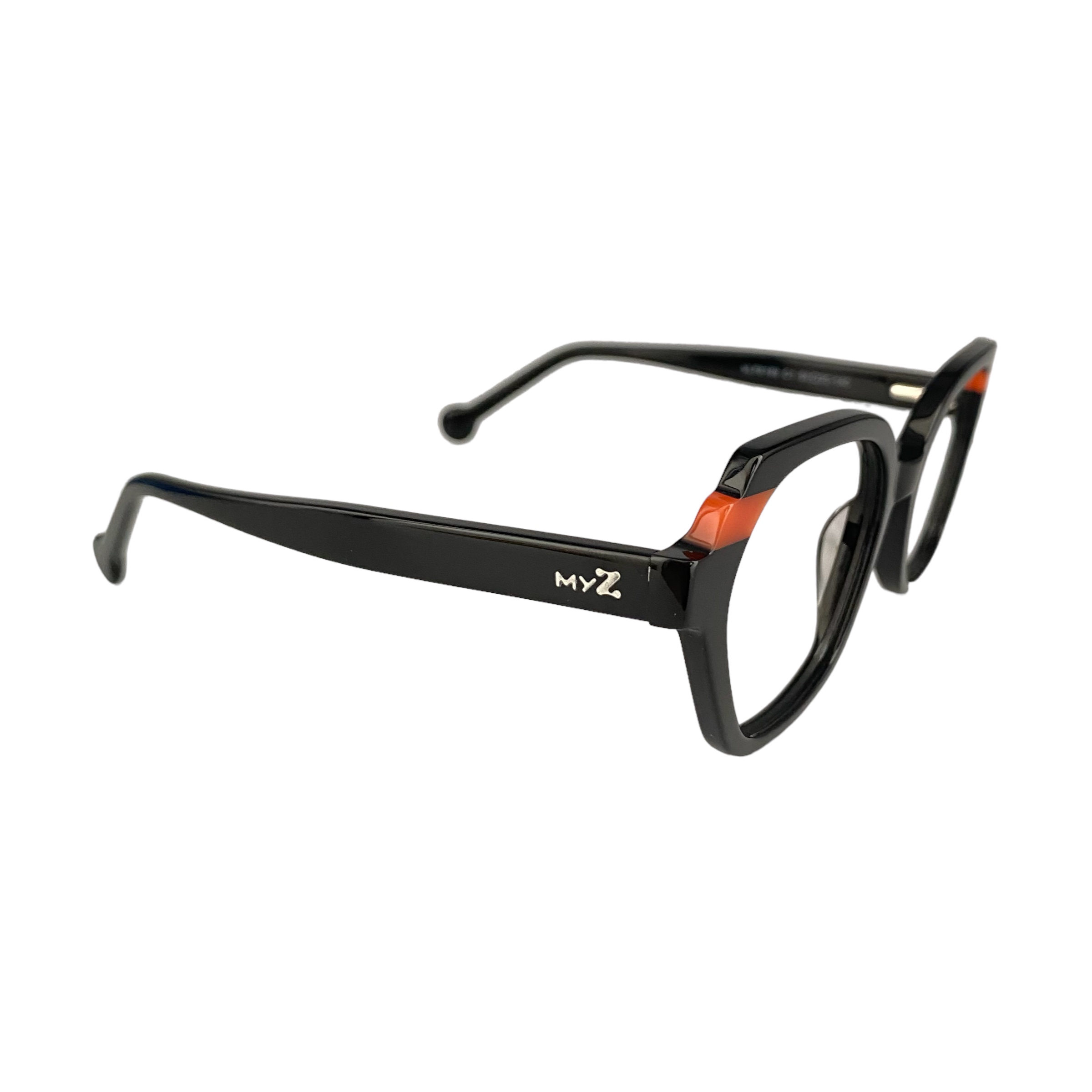 Óculos MYZ REDONDO PRETO COM DETALHE LARANJA - Imagem 2