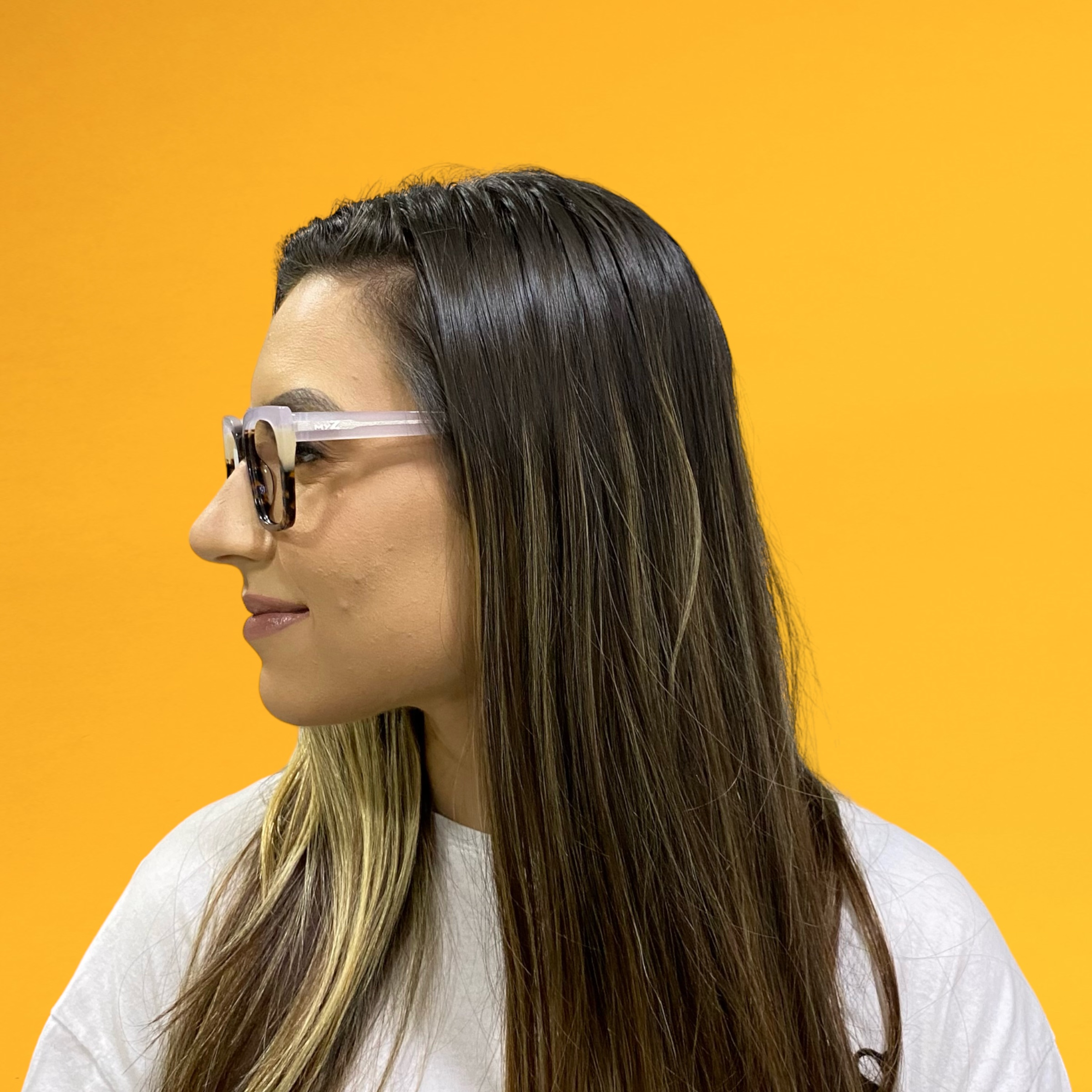 Óculos MYZ QUADRADO TARTARUGA COM DETALHE TRANSPARENTE FOSCO - Imagem 4