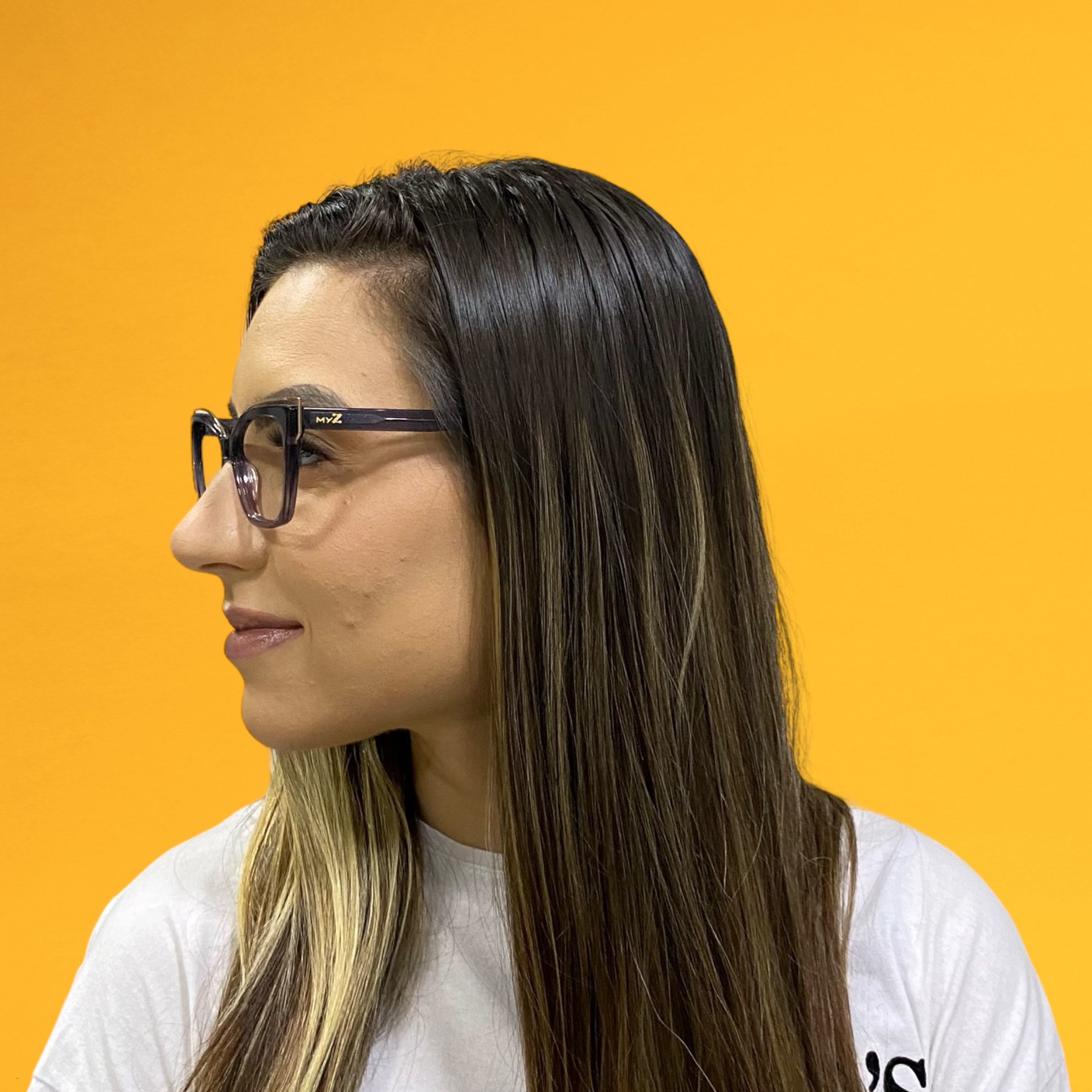 Óculos MYZ GATINHO CINZA COM DETALHE METAL OURO - Imagem 4