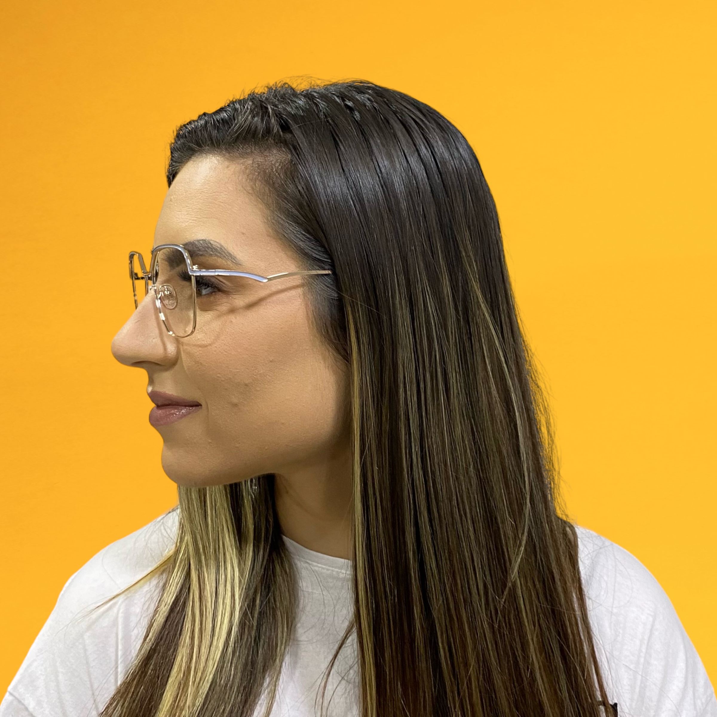 Óculos MYZ QUADRADO OURO COM DETALHE AZUL - Imagem 4