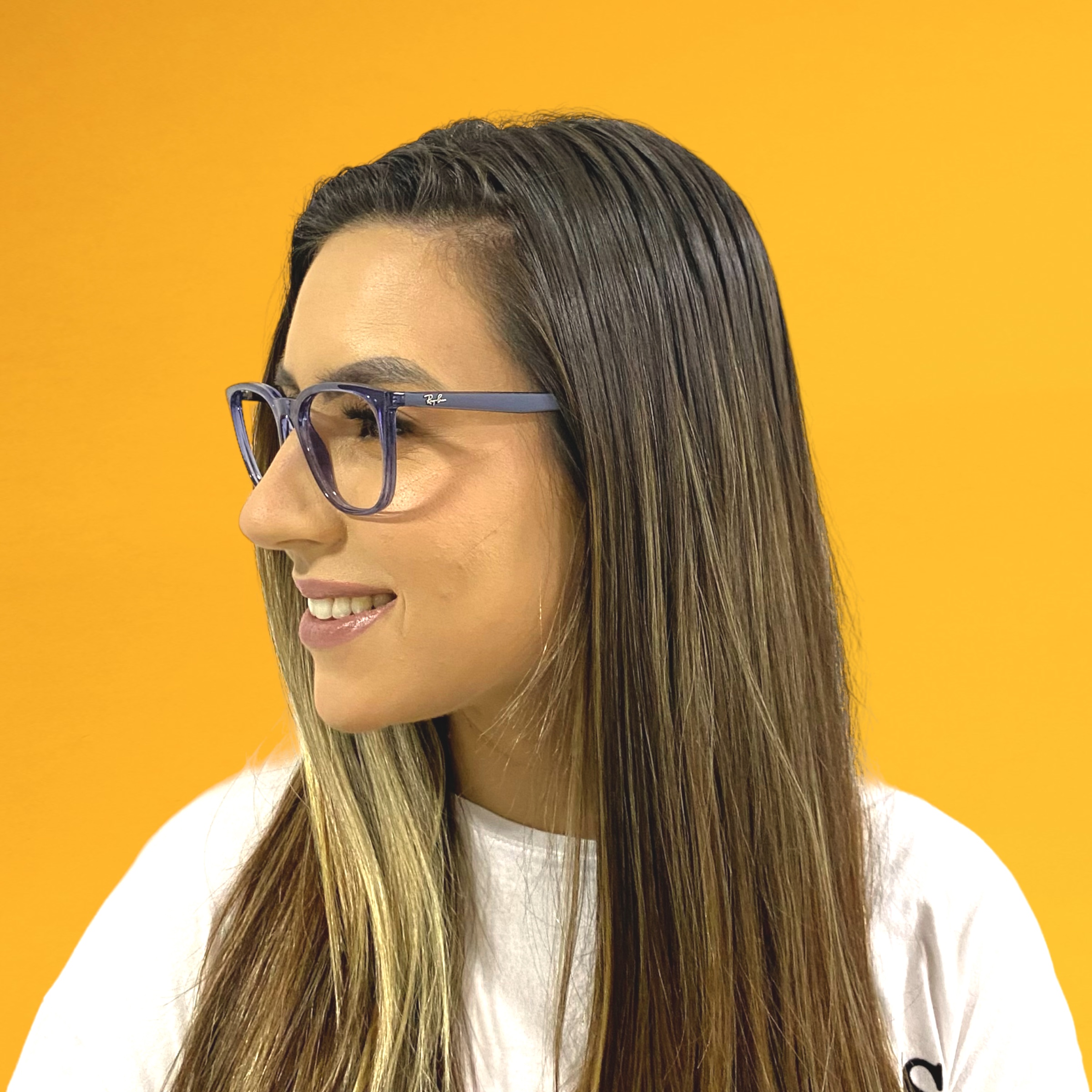 Óculos RAYBAN QUADRADO AZUL TRANSLÚCIDO - Imagem 4