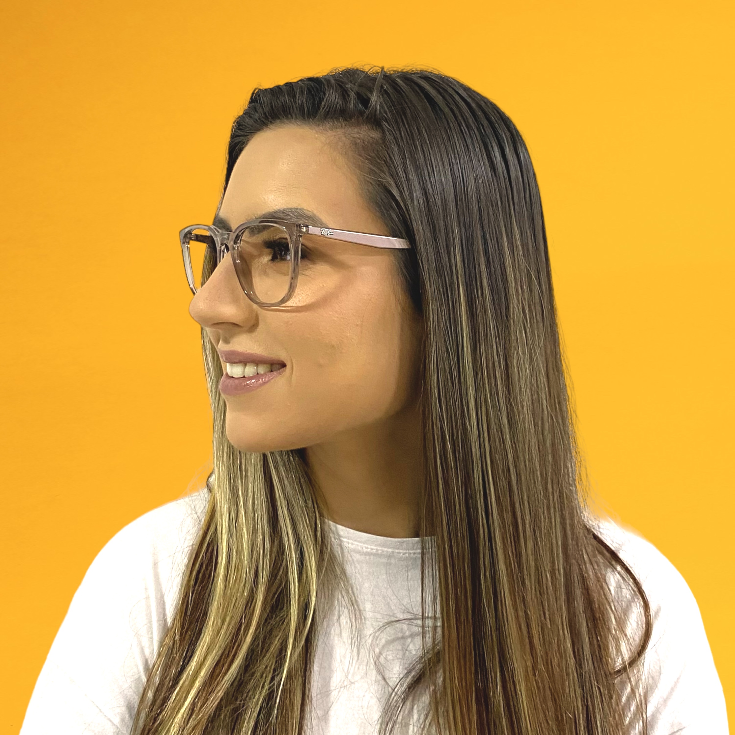 Óculos RAYBAN QUADRADO MARROM TRANSLÚCIDO - Imagem 4