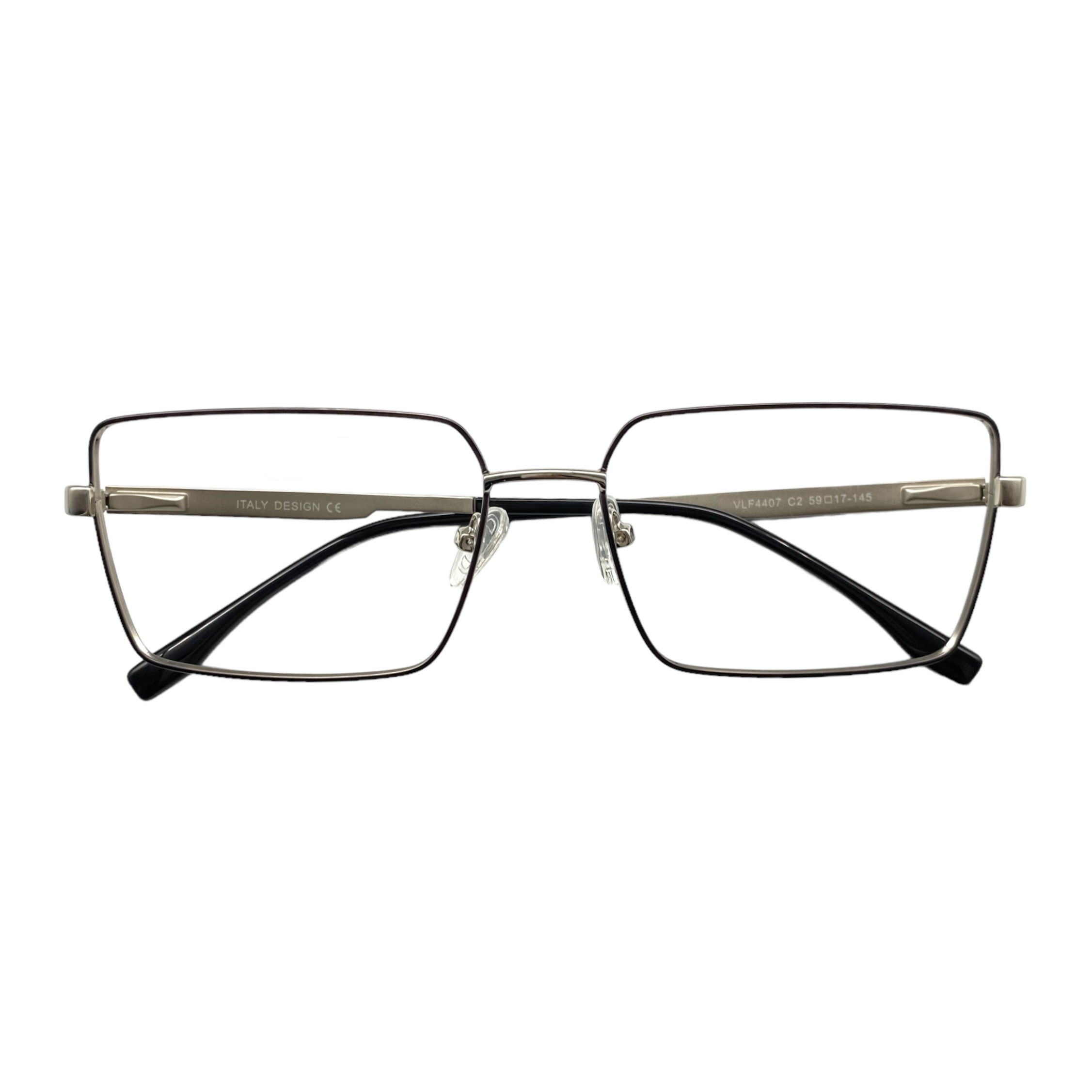 Óculos MYZ RETANGULAR PRETO COM DETALHES PRATA