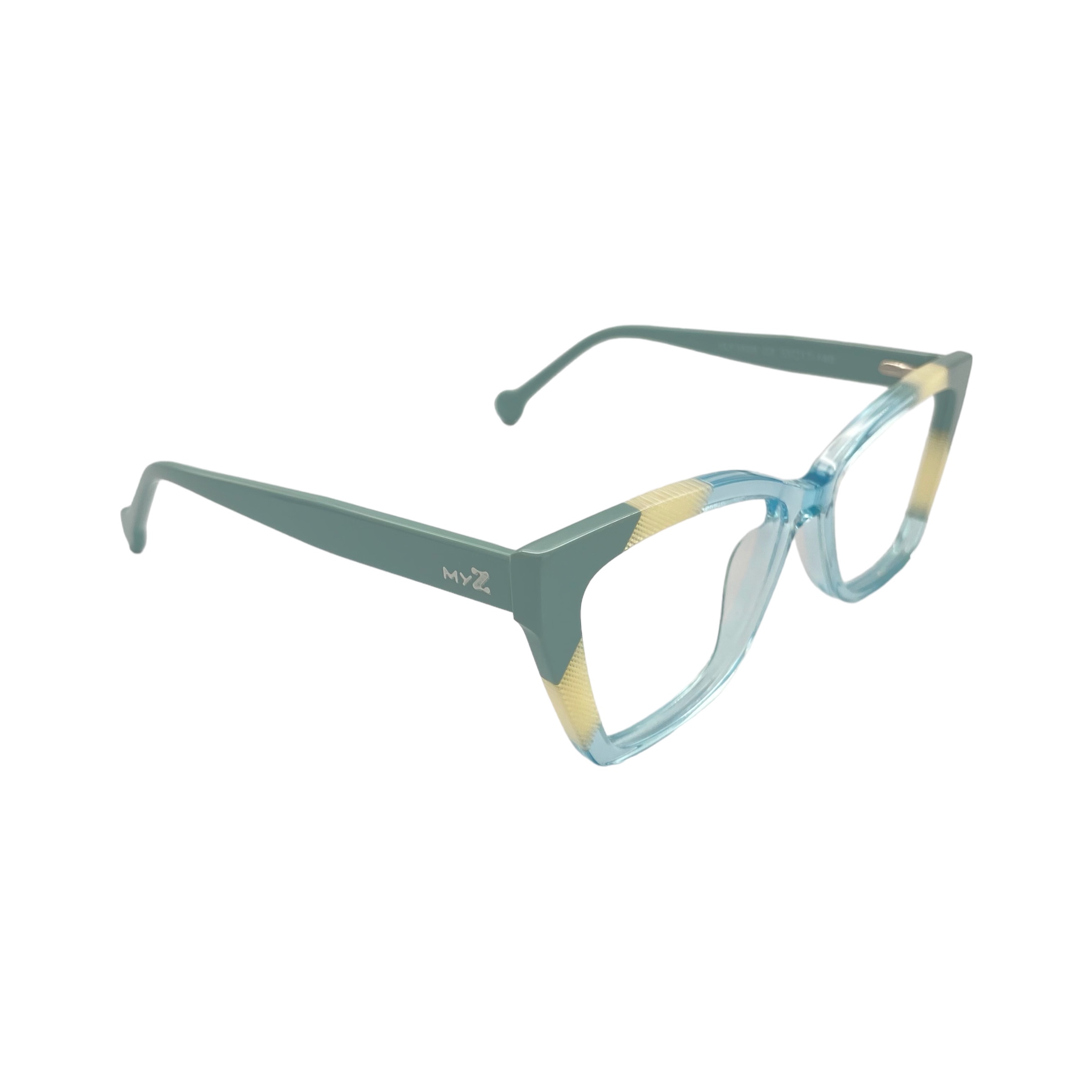 Óculos MYZ GATINHO VERDE TRANSLÚCIDO COM DETALHES BRANCO - Imagem 2