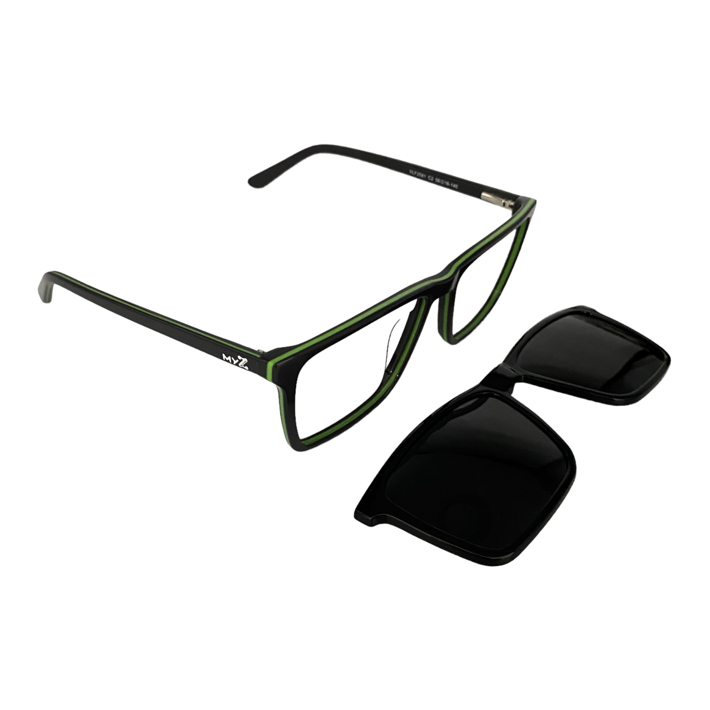 Óculos MYZ RETANGULAR CINZA COM DETALHES VERDE - Imagem 2