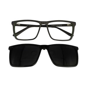 Óculos MYZ RETANGULAR CINZA COM DETALHES VERDE