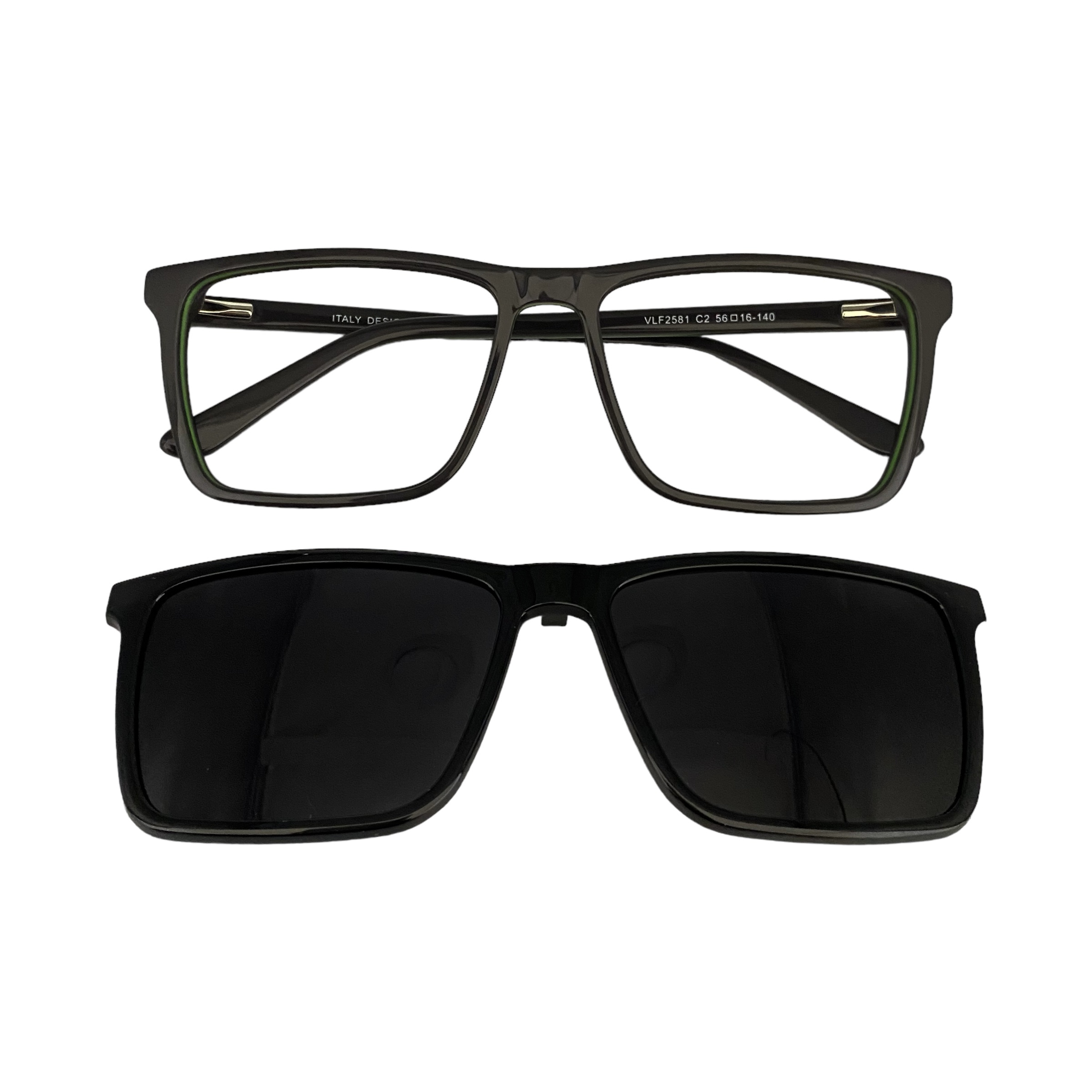 Óculos MYZ RETANGULAR CINZA COM DETALHES VERDE