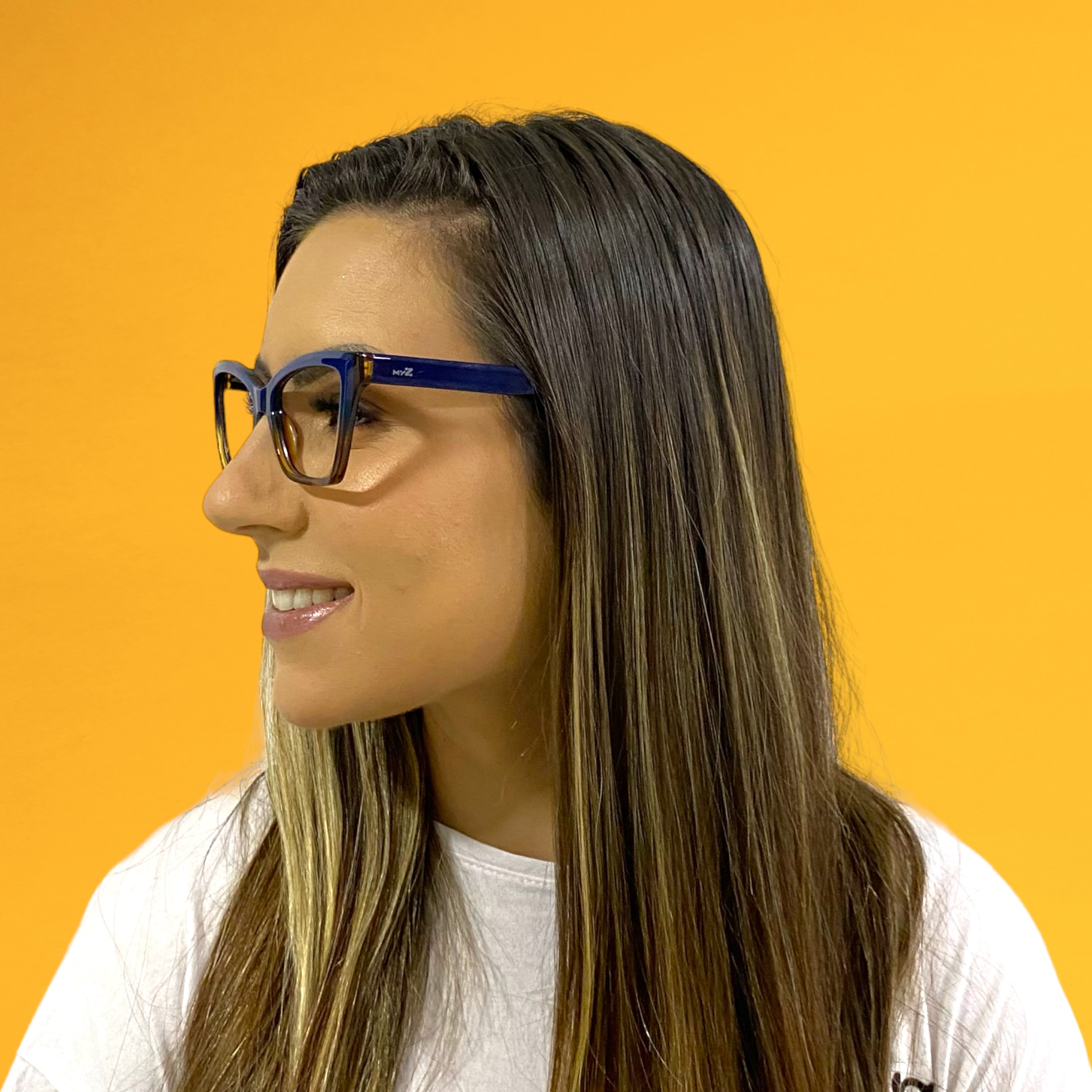 Óculos MYZ GATINHO AZUL COM DETALHES MARROM - Imagem 4