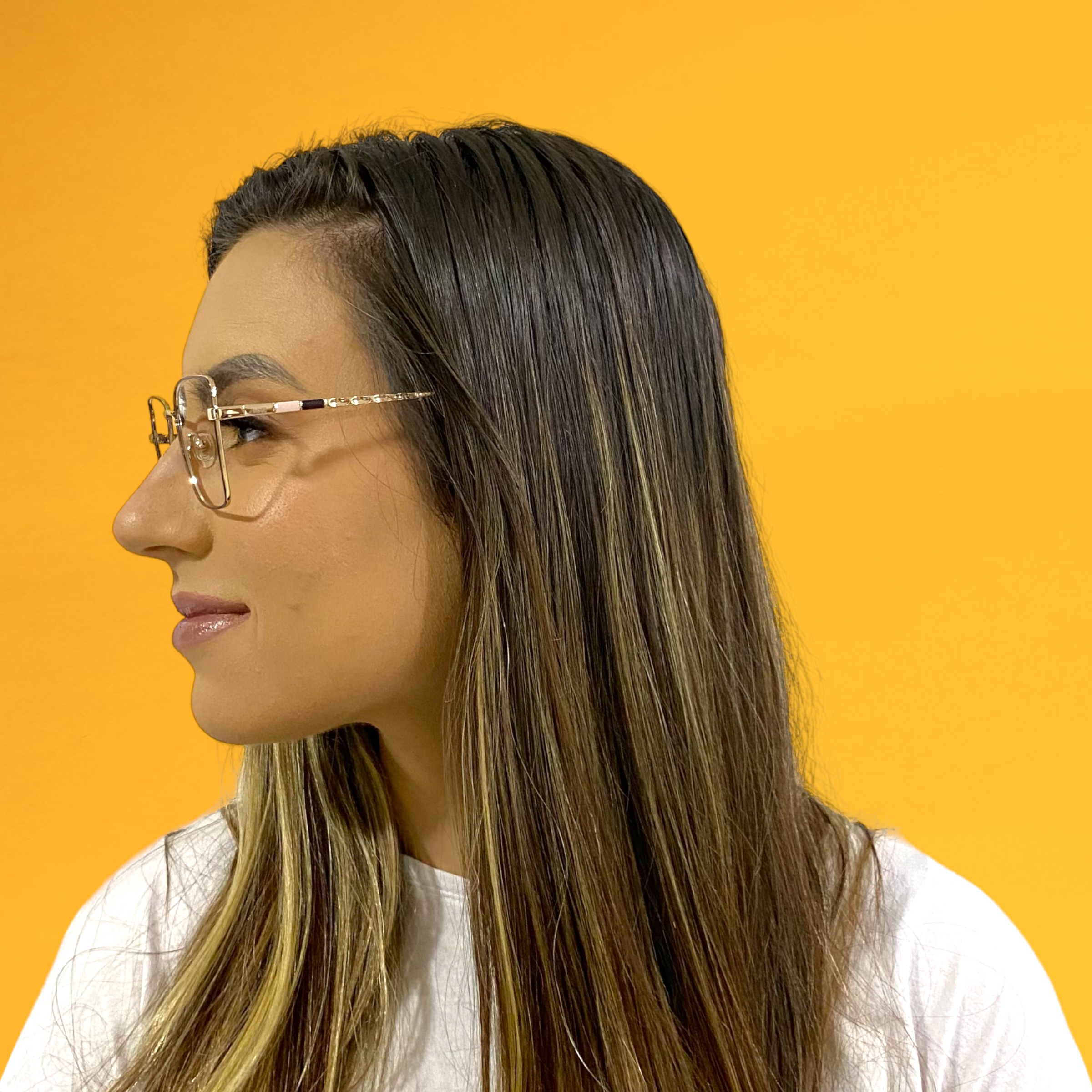 Óculos MYZ QUADRADO MARROM COM DETALHES OURO - Imagem 4