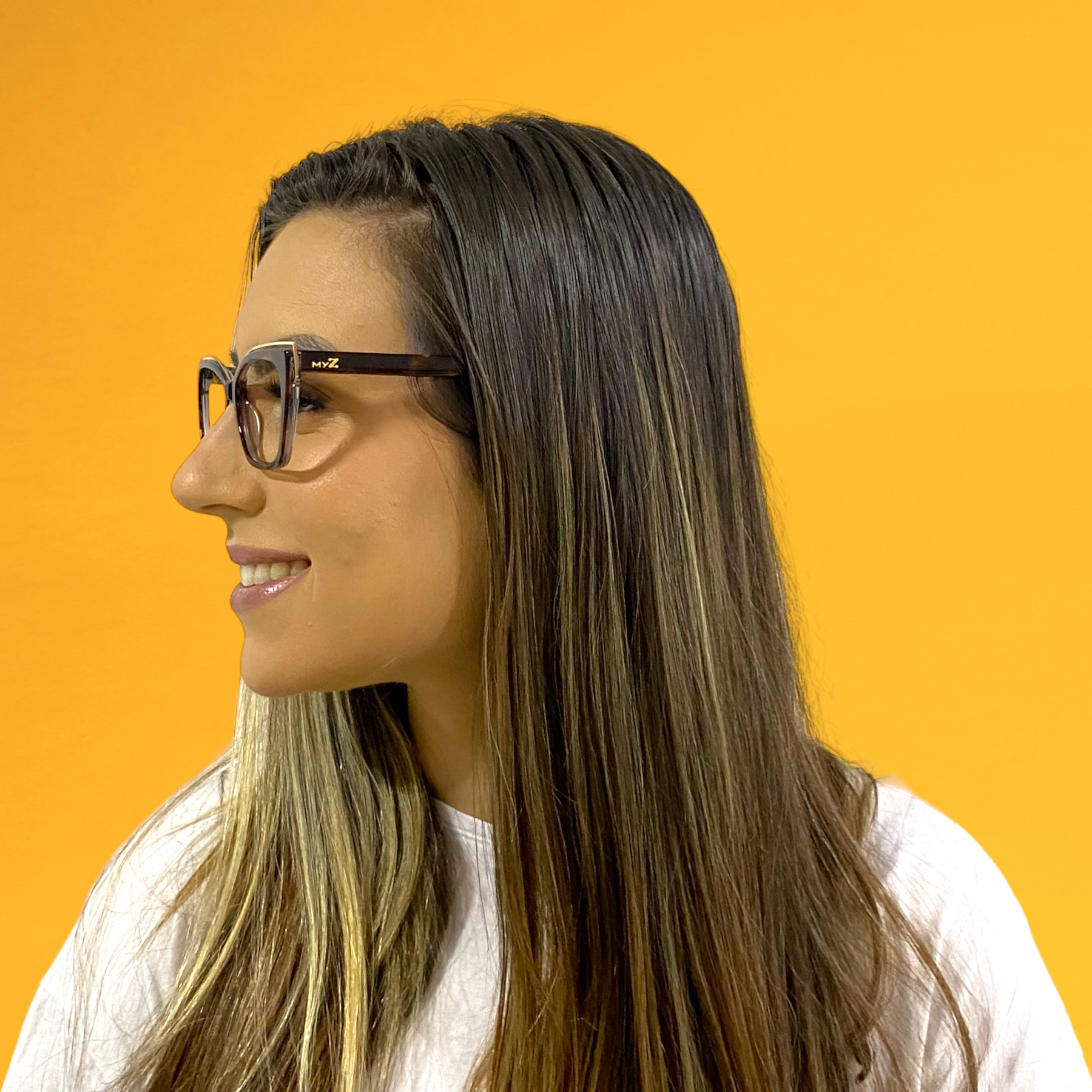 Óculos MYZ GATINHO MARROM TARTARUGA COM DETALHES EM OURO - Imagem 4