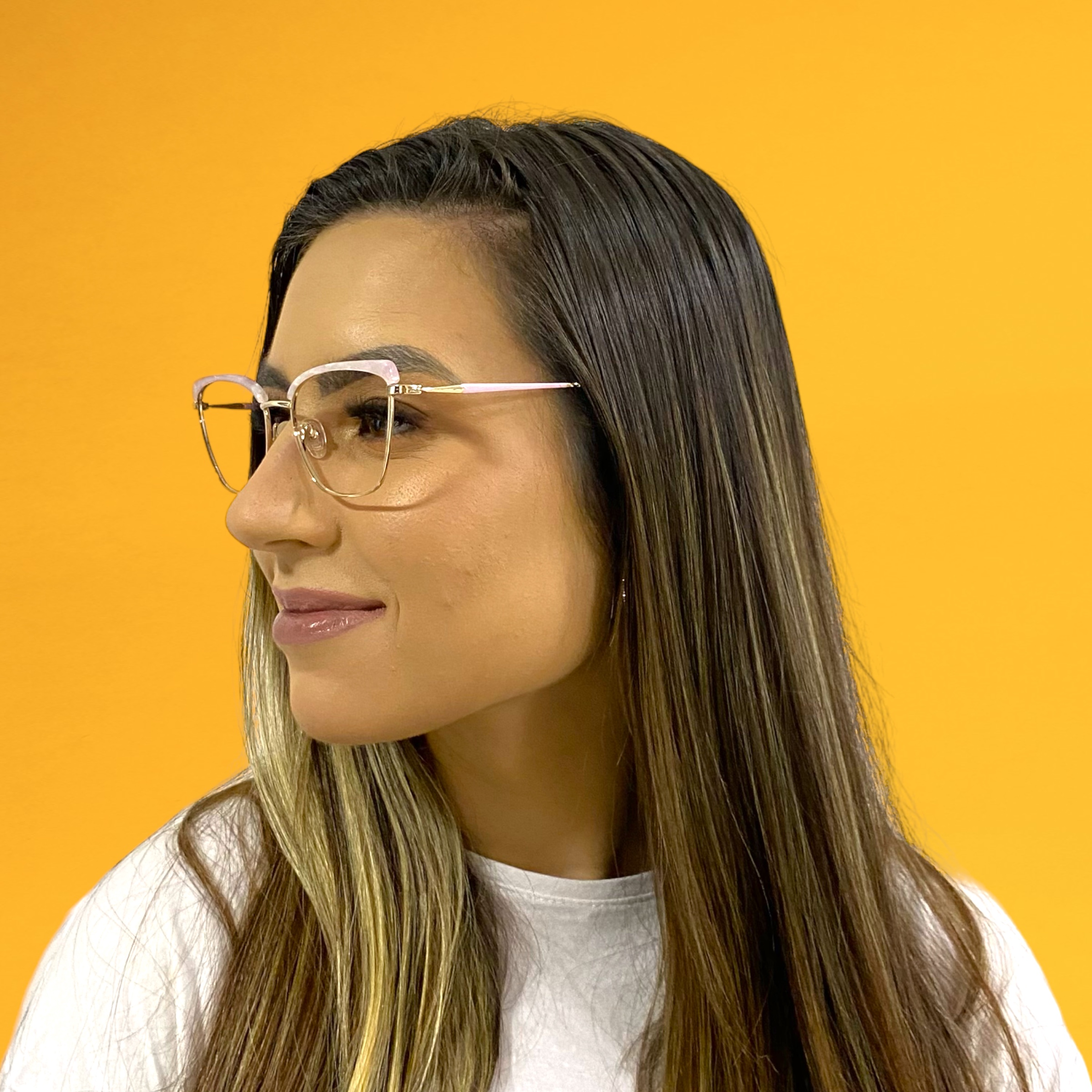 Óculos MYZ GATINHO OURO COM DETALHES ROSA - Imagem 4