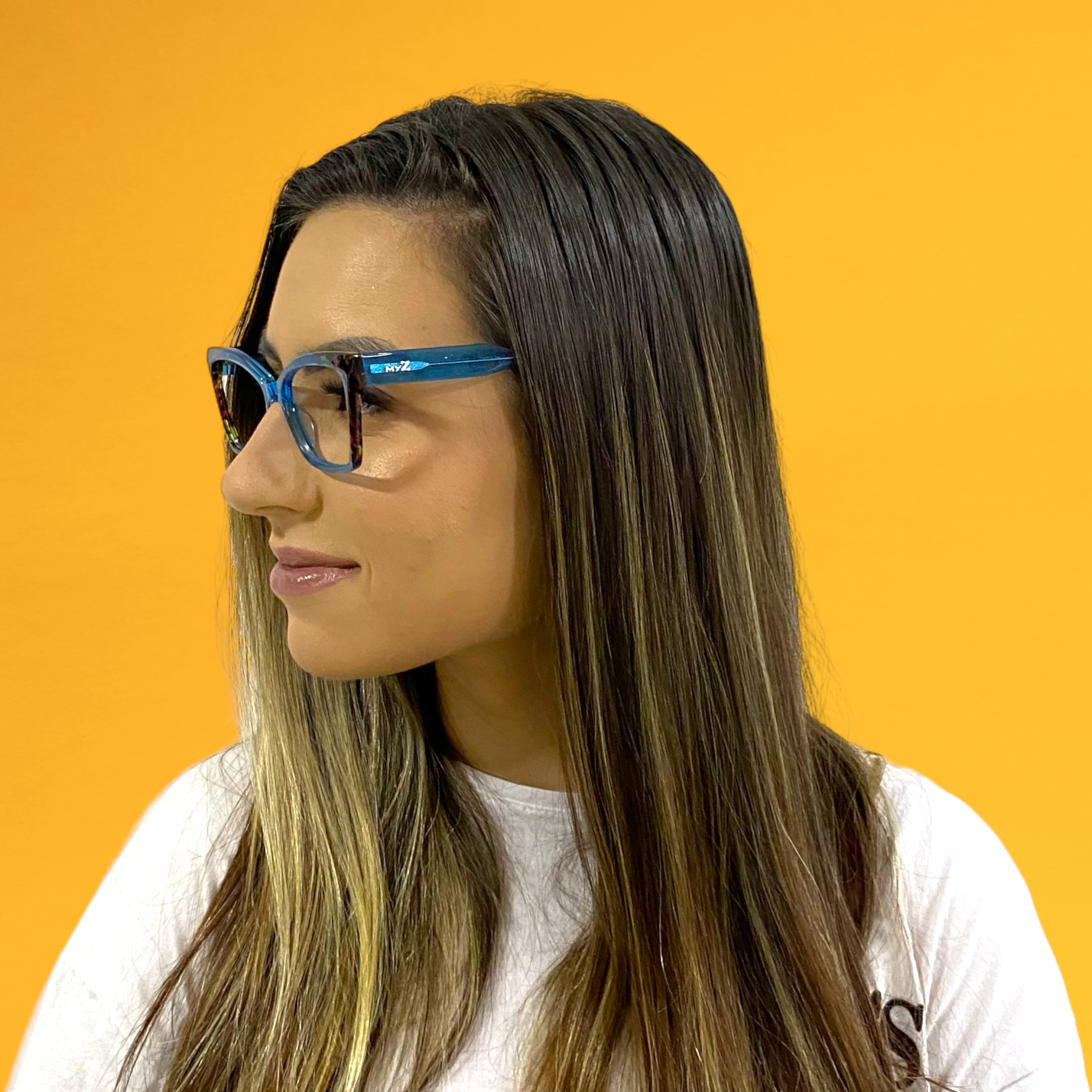 Óculos MYZ GATINHO AZUL TRANSLÚCIDO COM DETALHES - Imagem 4