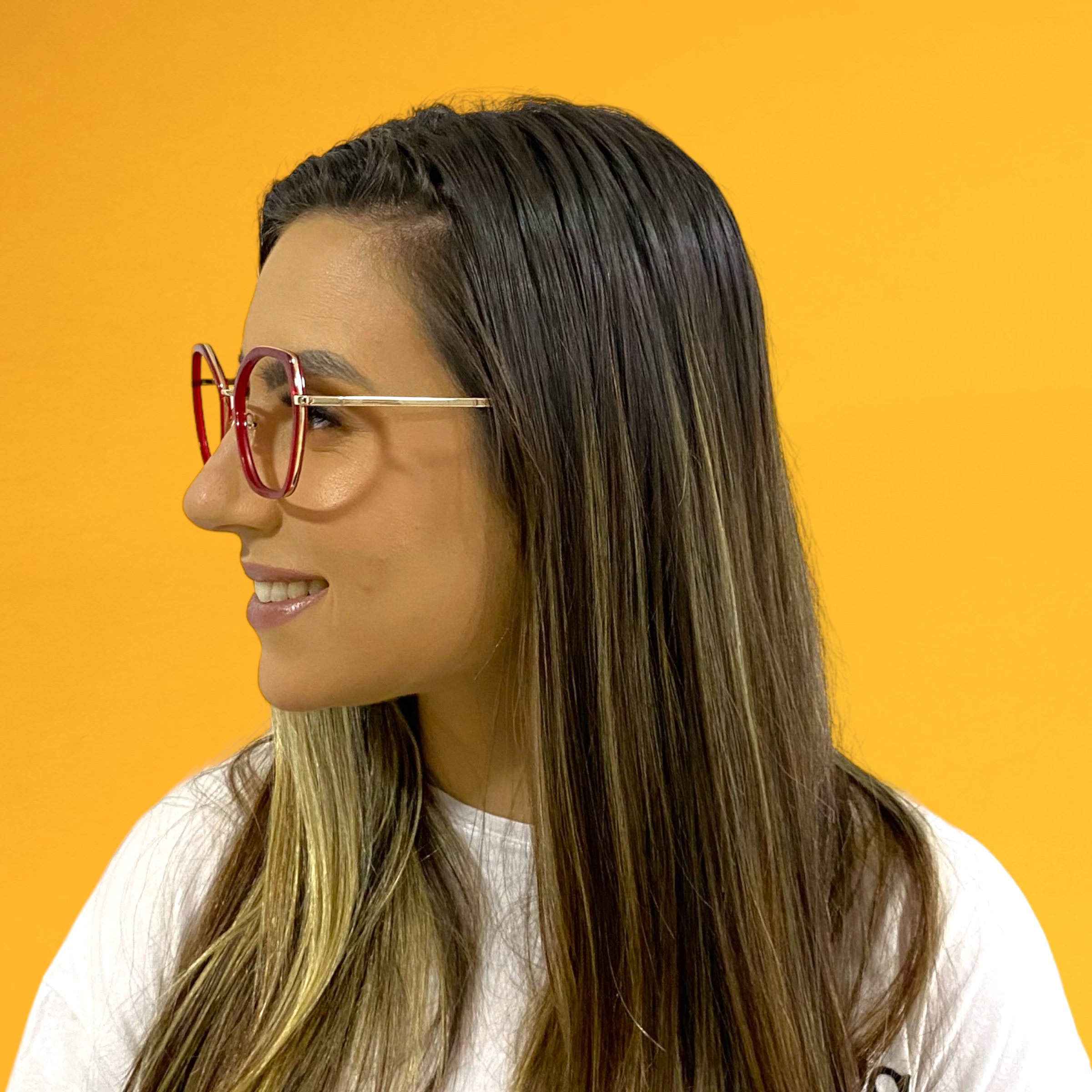 Óculos MYZ HEXAGONAL VERMELHO COM DETALHES OURO - Imagem 4